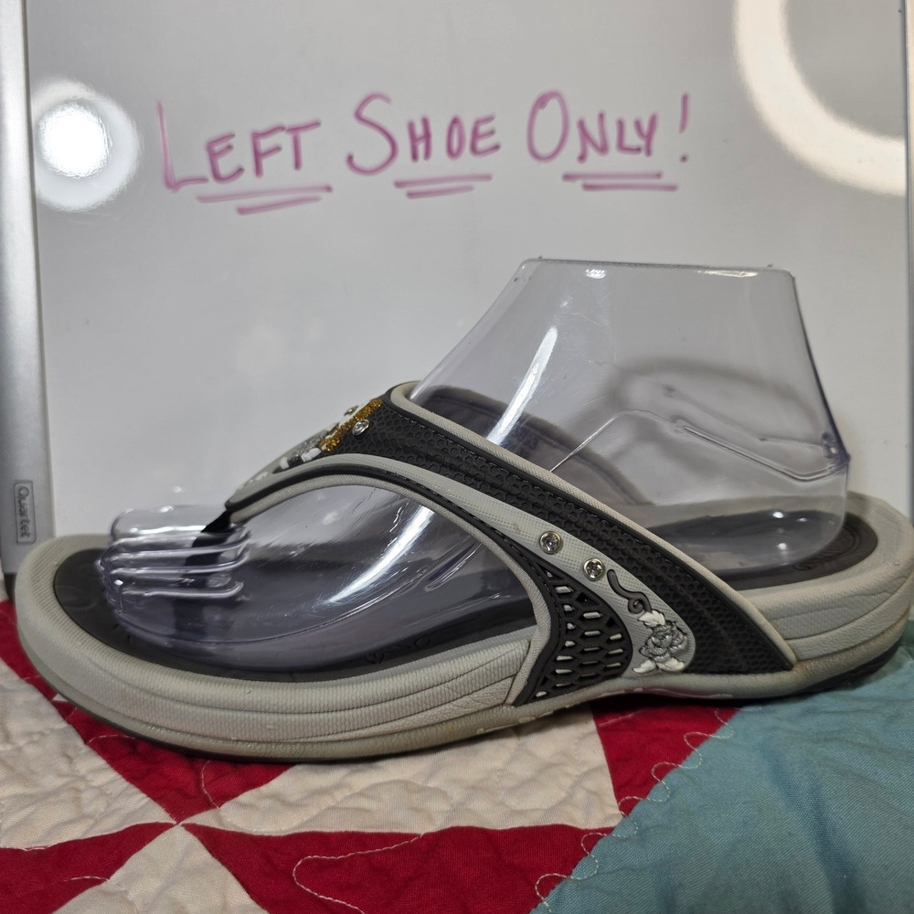 Gold Pigeon Thong Sandal Women Size 39 Gray Flip Flop LEFT SHOE ONLY SINGLETON - Picture 2 of 8